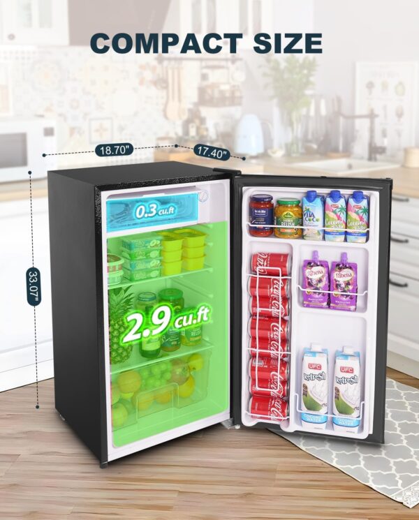 Upstreman 3.2 Cu.Ft Mini Fridge with Freezer - Image 3