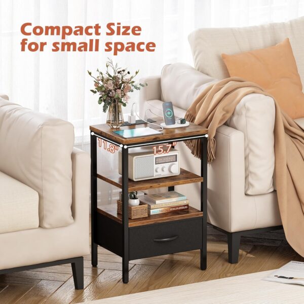 SUPERJARE Nightstand with Charging Station - Image 5