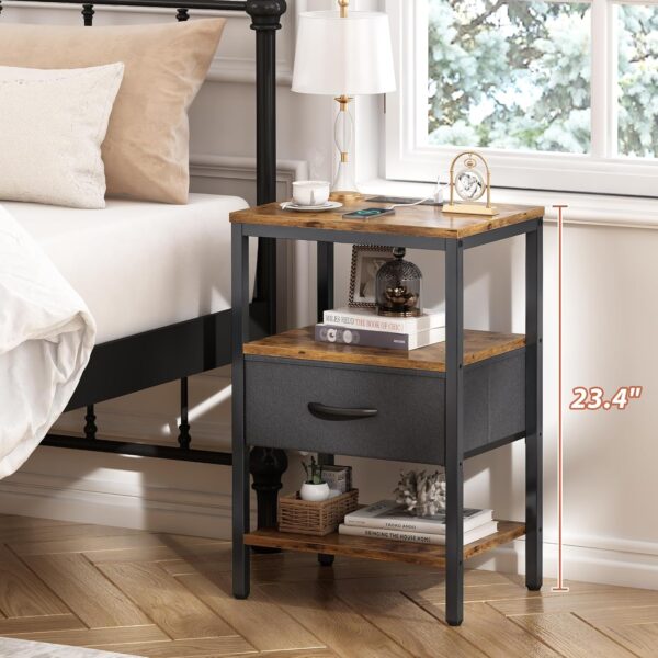 SUPERJARE Nightstand with Charging Station - Image 4