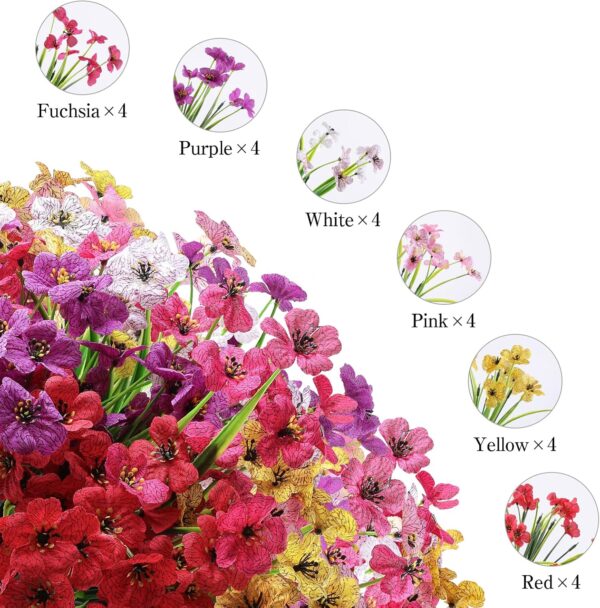 24 Bundles Artificial Flowers for Outdoor - Image 2