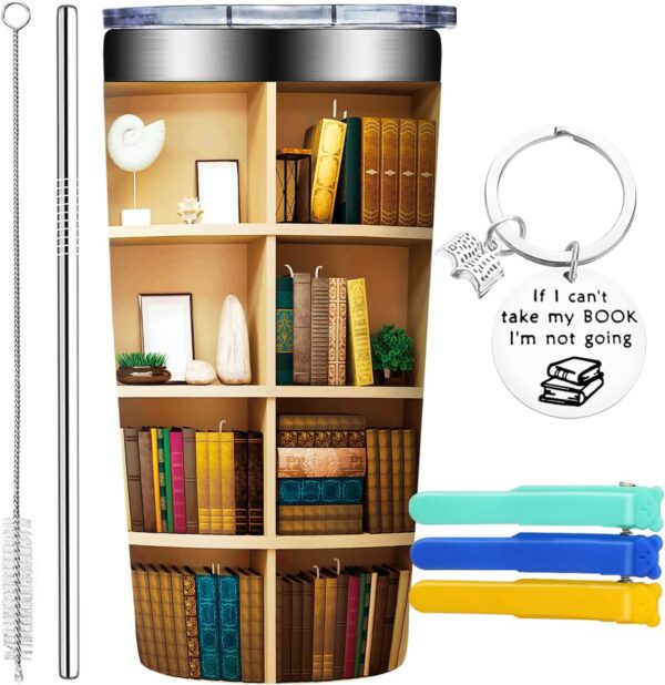 Library Bookshelf Tumbler Mug