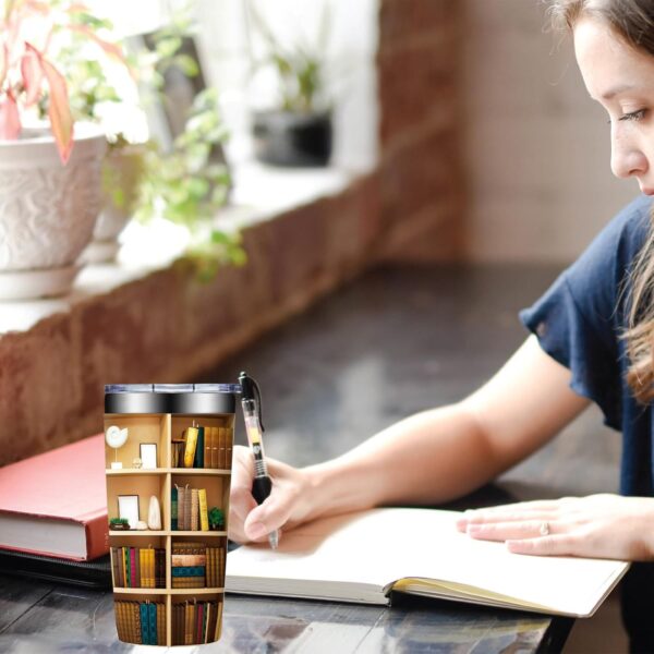 Library Bookshelf Tumbler Mug - Image 3