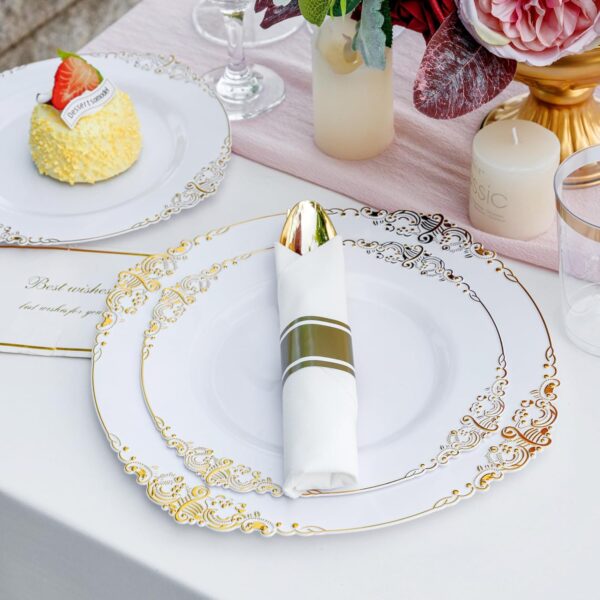 Nervure 350PCS Gold Plastic Plates - Image 2