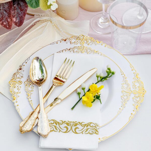 Nervure 350PCS Gold Plastic Plates - Image 4