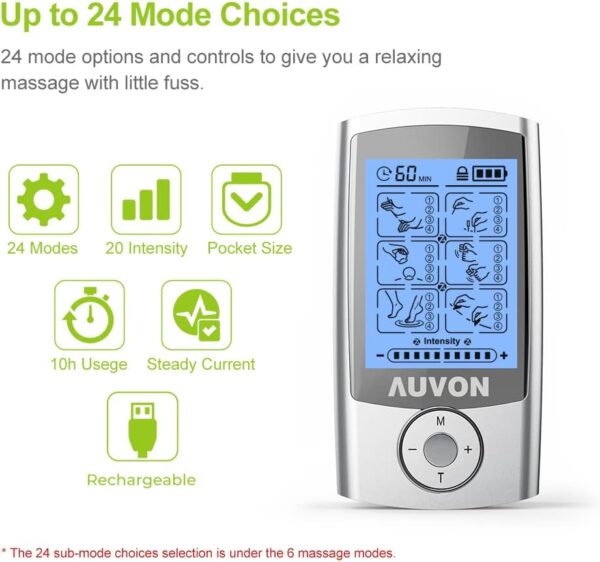 AUVON Rechargeable TENS Unit Muscle Stimulator - Image 2